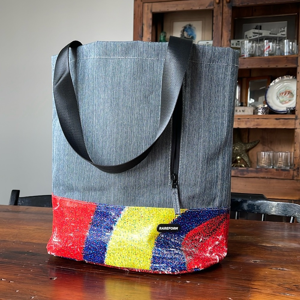 RAREFORM California Tote - grey canvas and recycled billboard material.